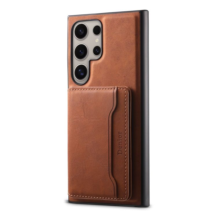 For Samsung Galaxy S24 Ultra 5G Denior D13 Retro Texture Leather MagSafe Card Bag Phone Case(Brown) - HoMEdemic™ 
