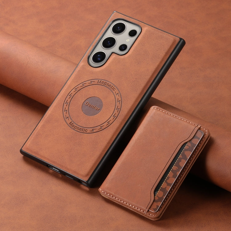 For Samsung Galaxy S24 Ultra 5G Denior D13 Retro Texture Leather MagSafe Card Bag Phone Case(Brown) - HoMEdemic™ 