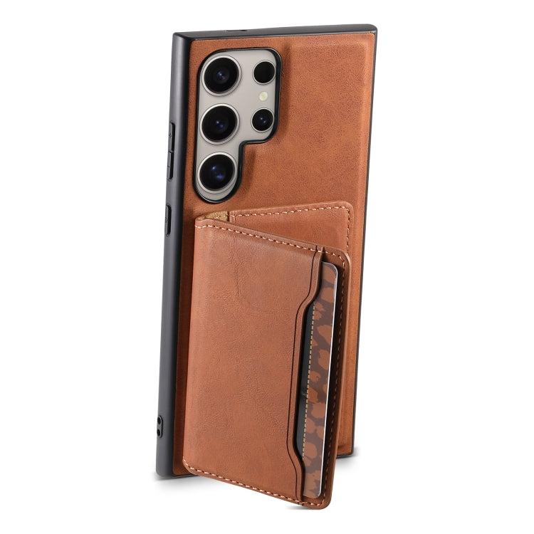 For Samsung Galaxy S24 Ultra 5G Denior D13 Retro Texture Leather MagSafe Card Bag Phone Case(Brown) - HoMEdemic™ 