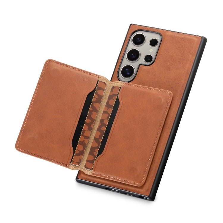For Samsung Galaxy S24 Ultra 5G Denior D13 Retro Texture Leather MagSafe Card Bag Phone Case(Brown) - HoMEdemic™ 