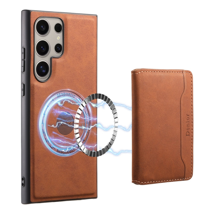 For Samsung Galaxy S24 Ultra 5G Denior D13 Retro Texture Leather MagSafe Card Bag Phone Case(Brown) - HoMEdemic™ 