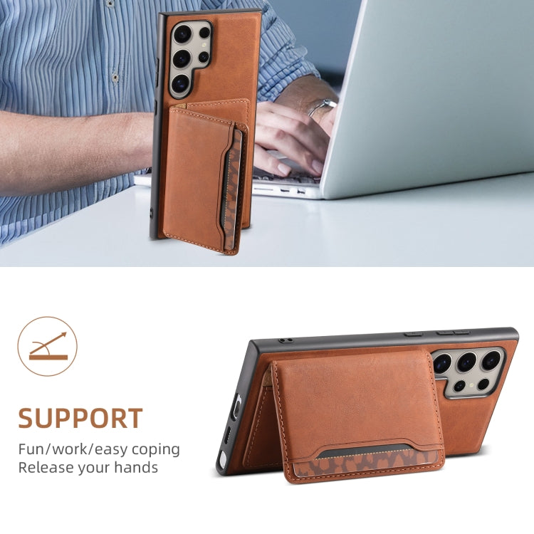 For Samsung Galaxy S24 Ultra 5G Denior D13 Retro Texture Leather MagSafe Card Bag Phone Case(Brown) - HoMEdemic™ 