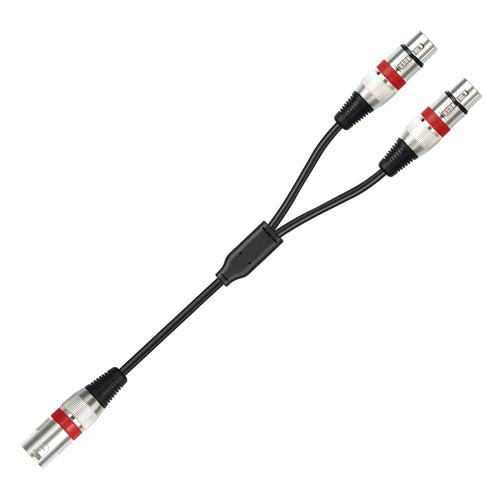 2055YMFF-05 XLR 3pin Male to Dual Female Audio Cable, Length: 50cm(Black+Red) - HoMEdemic™ 