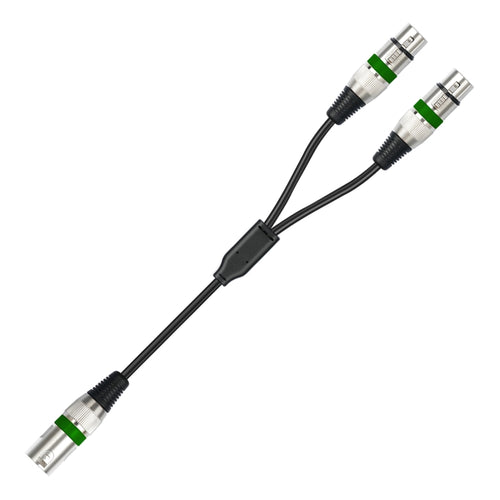 2055YMFF-05 XLR 3pin Male to Dual Female Audio Cable, Length: 50cm(Black+Green) - HoMEdemic™ 