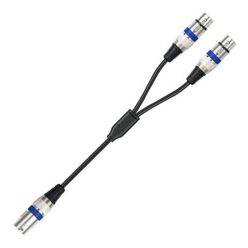 2055YMFF-05 XLR 3pin Male to Dual Female Audio Cable, Length: 50cm(Black+Blue) - HoMEdemic™ 