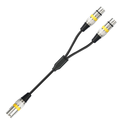 2055YMFF-05 XLR 3pin Male to Dual Female Audio Cable, Length: 50cm(Black+Yellow) - HoMEdemic™ 