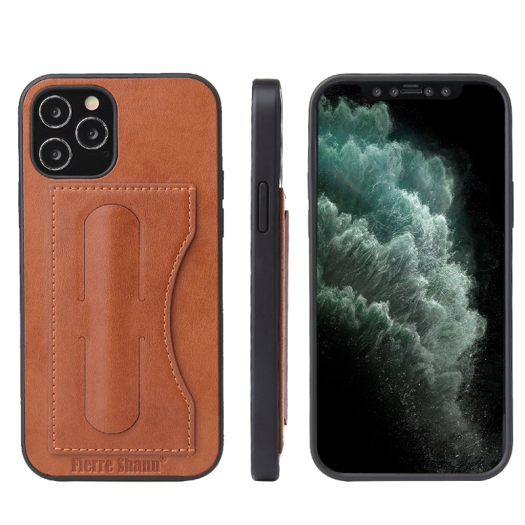 Fierre Shann Full Coverage Protective Leather Case with Holder & Card Slot, For iPhone 12 mini, For iPhone 12 / 12 Pro, For iPhone 12 Pro Max, For Galaxy Note20 Ultra