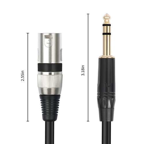 TC145BK55 6.35mm 1/4 TRS Male to XLR 3pin Male Microphone Cable, Length:2m(Black) - HoMEdemic™ 