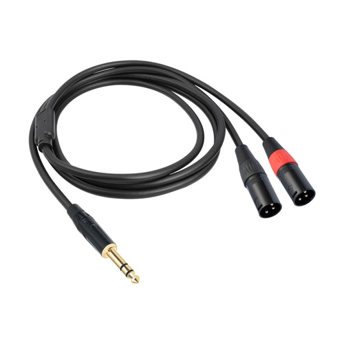 TC145YXK108RE-10 6.35mm 1/4 TRS Male to Dual XLR Male Audio Cable, Length:1m(Black) - HoMEdemic™ 