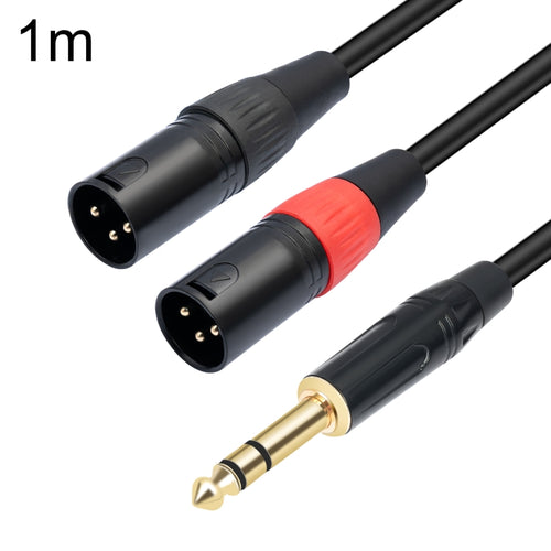 TC145YXK108RE-10 6.35mm 1/4 TRS Male to Dual XLR Male Audio Cable, Length:1m(Black) - HoMEdemic™ 