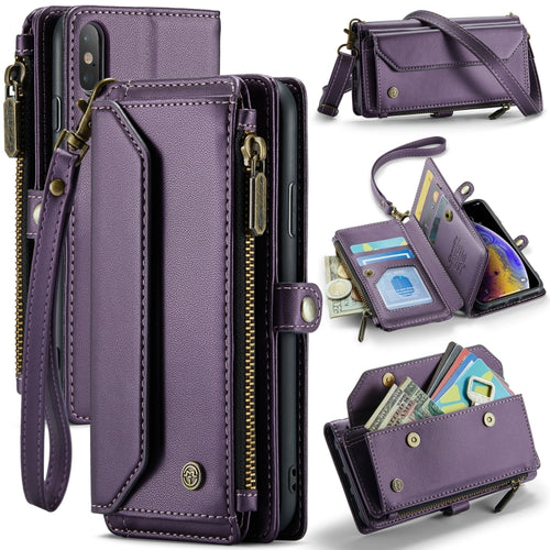 For iPhone XS / X CaseMe C36 Card Slots Zipper Wallet RFID Anti-theft Leather Phone Case(Purple) - HoMEdemic™ 