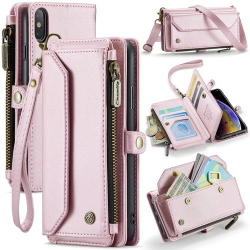 For iPhone XS / X CaseMe C36 Card Slots Zipper Wallet RFID Anti-theft Leather Phone Case(Pink) - HoMEdemic™ 