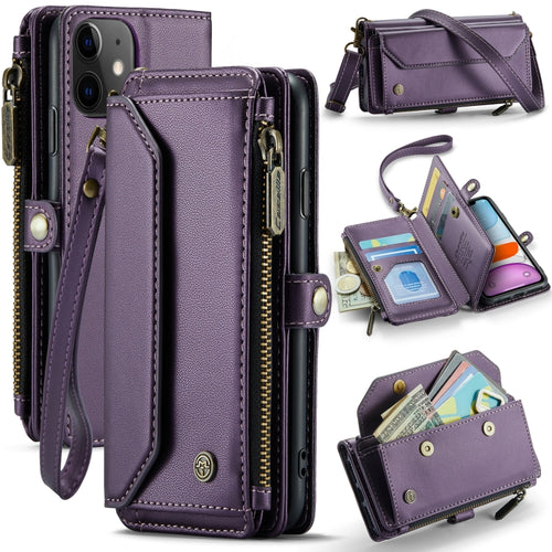 For iPhone 11 CaseMe C36 Card Slots Zipper Wallet RFID Anti-theft Leather Phone Case(Purple) - HoMEdemic™ 