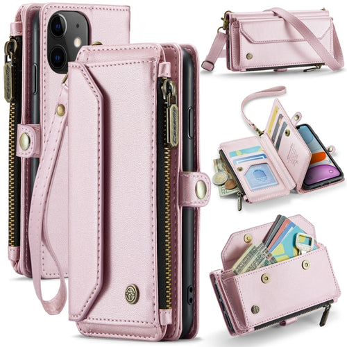 For iPhone 11 CaseMe C36 Card Slots Zipper Wallet RFID Anti-theft Leather Phone Case(Pink) - HoMEdemic™ 