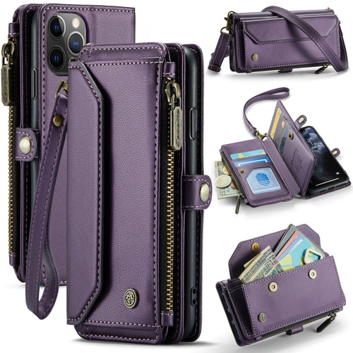 For iPhone 11 Pro CaseMe C36 Card Slots Zipper Wallet RFID Anti-theft Leather Phone Case(Purple) - HoMEdemic™ 