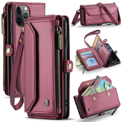 For iPhone 11 Pro CaseMe C36 Card Slots Zipper Wallet RFID Anti-theft Leather Phone Case(Wine Red) - HoMEdemic™ 