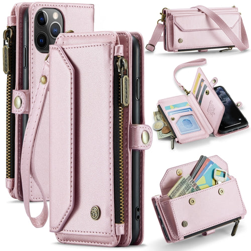 For iPhone 11 Pro CaseMe C36 Card Slots Zipper Wallet RFID Anti-theft Leather Phone Case(Pink) - HoMEdemic™ 