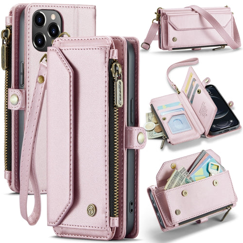 For iPhone 12 Pro CaseMe C36 Card Slots Zipper Wallet RFID Anti-theft Leather Phone Case(Pink) - HoMEdemic™ 