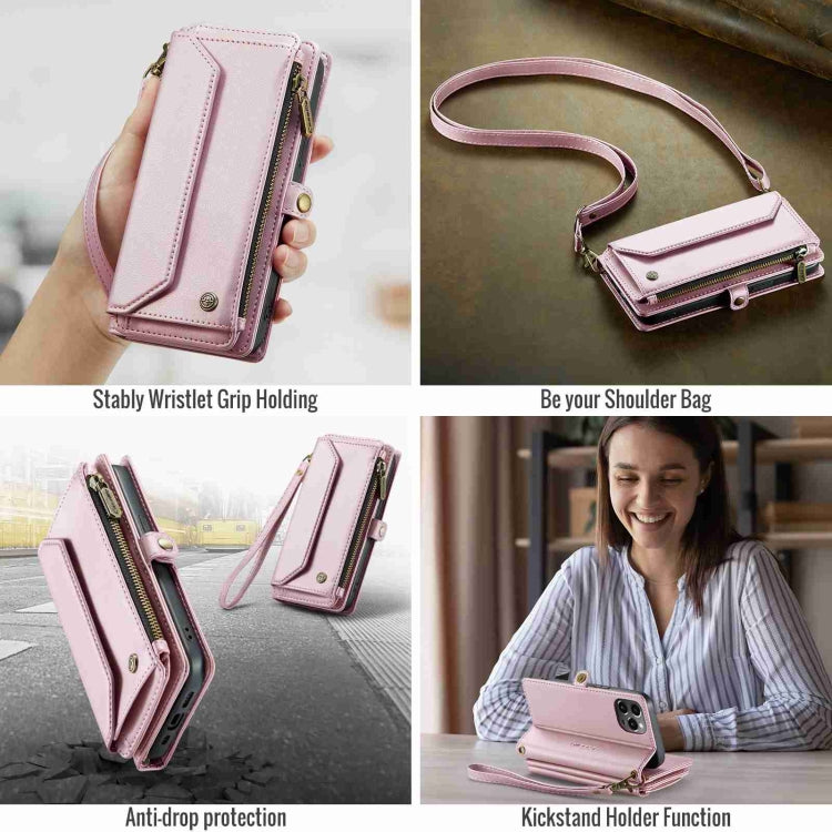 For iPhone 12 Pro Max CaseMe C36 Card Slots Zipper Wallet RFID Anti-theft Leather Phone Case(Pink) - HoMEdemic™ 