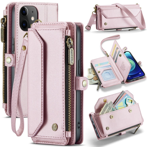 For iPhone 12 CaseMe C36 Card Slots Zipper Wallet RFID Anti-theft Leather Phone Case(Pink) - HoMEdemic™ 