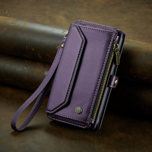 For iPhone 12 mini CaseMe C36 Card Slots Zipper Wallet RFID Anti-theft Leather Phone Case(Purple) - HoMEdemic™ 