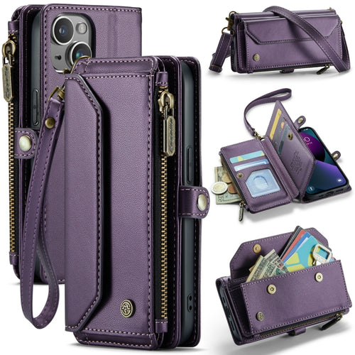 For iPhone 13 mini CaseMe C36 Card Slots Zipper Wallet RFID Anti-theft Leather Phone Case(Purple) - HoMEdemic™ 