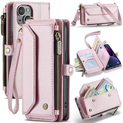 For iPhone 13 mini CaseMe C36 Card Slots Zipper Wallet RFID Anti-theft Leather Phone Case(Pink) - HoMEdemic™ 