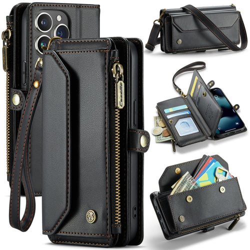 For iPhone 13 Pro CaseMe C36 Card Slots Zipper Wallet RFID Anti-theft Leather Phone Case(Black) - HoMEdemic™ 