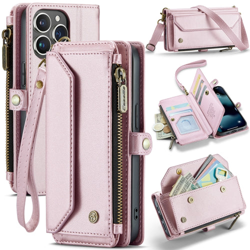 For iPhone 13 Pro CaseMe C36 Card Slots Zipper Wallet RFID Anti-theft Leather Phone Case(Pink) - HoMEdemic™ 