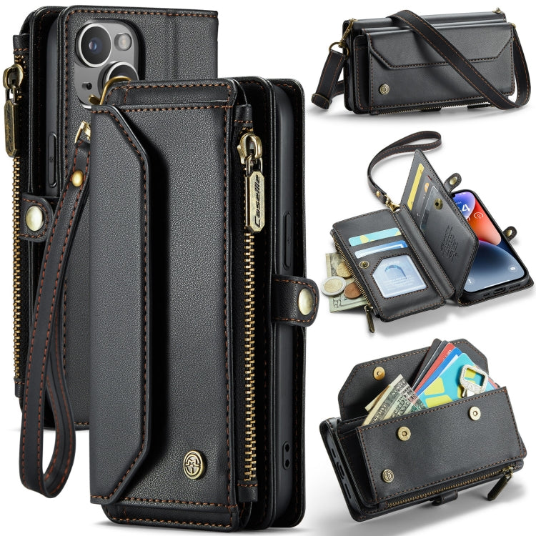 For iPhone 14 CaseMe C36 Card Slots Zipper Wallet RFID Anti-theft Leather Phone Case(Black) - HoMEdemic™ 