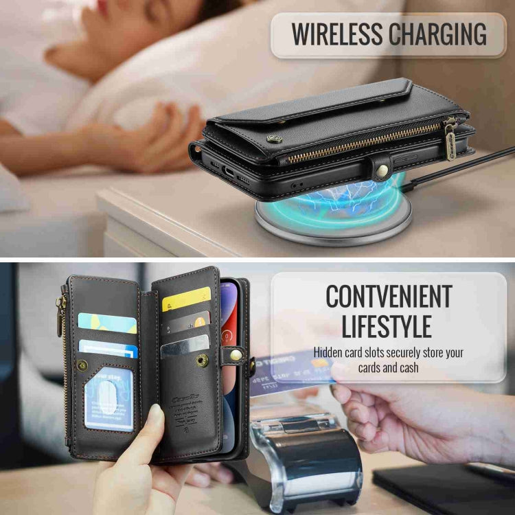 For iPhone 14 CaseMe C36 Card Slots Zipper Wallet RFID Anti-theft Leather Phone Case(Black) - HoMEdemic™ 