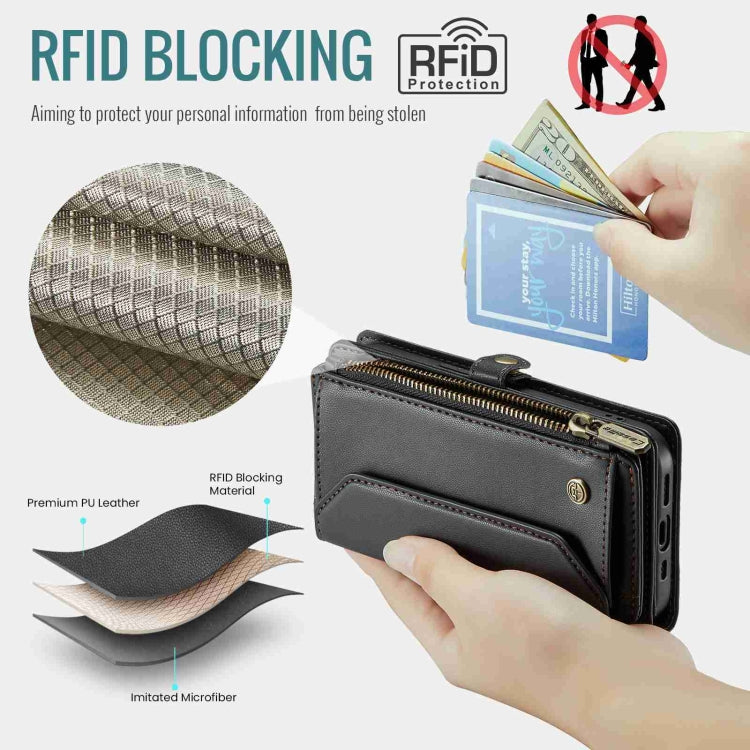 For iPhone 14 CaseMe C36 Card Slots Zipper Wallet RFID Anti-theft Leather Phone Case(Black) - HoMEdemic™ 