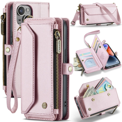 For iPhone 14 CaseMe C36 Card Slots Zipper Wallet RFID Anti-theft Leather Phone Case(Pink) - HoMEdemic™ 