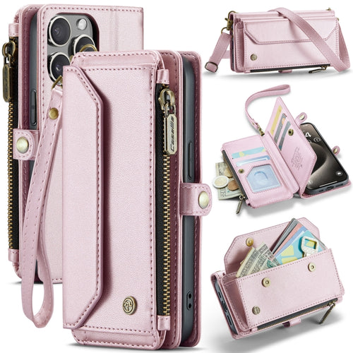 For iPhone 15 Pro CaseMe C36 Card Slots Zipper Wallet RFID Anti-theft Leather Phone Case(Pink) - HoMEdemic™ 