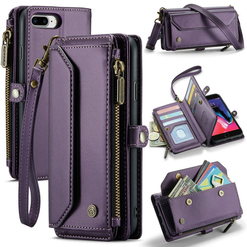 For iPhone 8 Plus / 7 Plus / 6 Plus CaseMe C36 Card Slots Zipper Wallet RFID Anti-theft Leather Phone Case(Purple) - HoMEdemic™ 