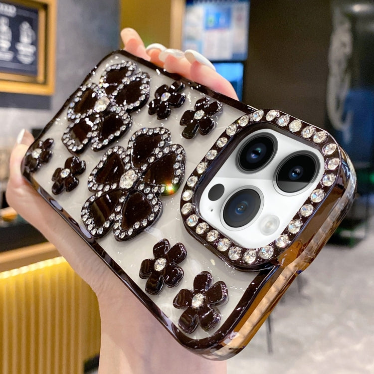 For iPhone 15 Pro Electroplating Flower Diamond TPU Phone Case(Black) - HoMEdemic™ 