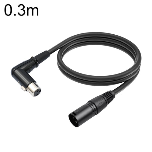 XK041L XLR 3pin Straight Male to Elbow Female Audio Cable, Length:0.3m(Black) - HoMEdemic™ 