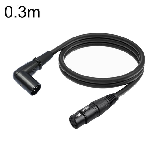 XK042L XLR 3pin Straight Female to Elbow Male Audio Cable, Length:0.3m(Black) - HoMEdemic™ 