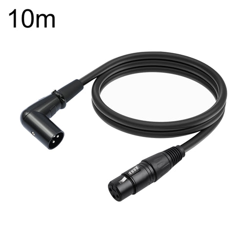 XK042L XLR 3pin Straight Female to Elbow Male Audio Cable, Length:10m(Black) - HoMEdemic™ 