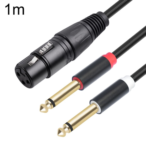 2020Y63 XLR Female to Dual 6.35mm 1/4 TRS Male Y-type Audio Cable, Length:1m(Black) - HoMEdemic™ 