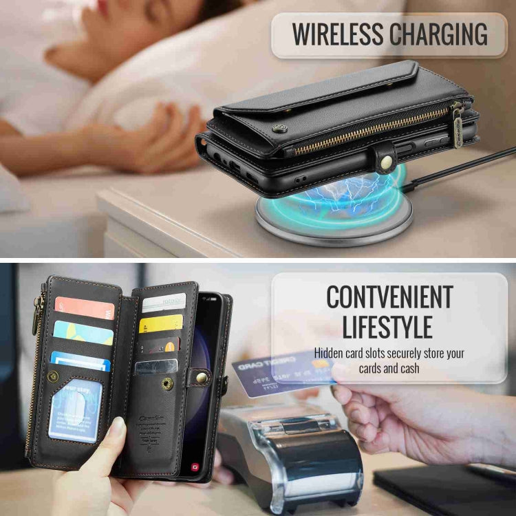 For Samsung Galaxy S23+ 5G CaseMe C36 Card Slots Zipper Wallet RFID Anti-theft Leather Phone Case(Black) - HoMEdemic™ 