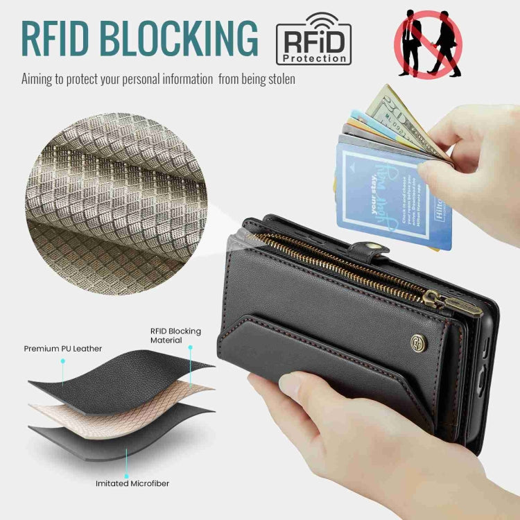 For Samsung Galaxy S23+ 5G CaseMe C36 Card Slots Zipper Wallet RFID Anti-theft Leather Phone Case(Black) - HoMEdemic™ 