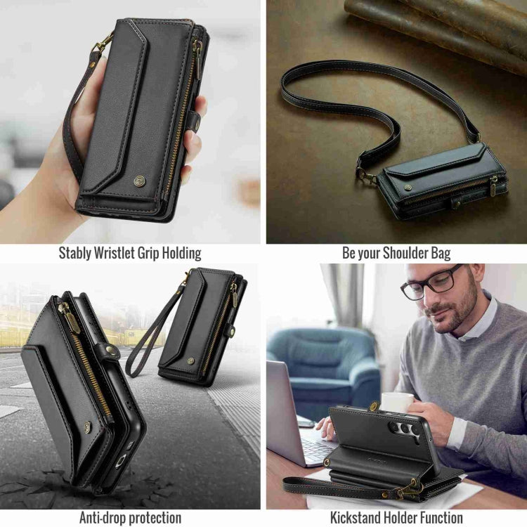 For Samsung Galaxy S23+ 5G CaseMe C36 Card Slots Zipper Wallet RFID Anti-theft Leather Phone Case(Black) - HoMEdemic™ 