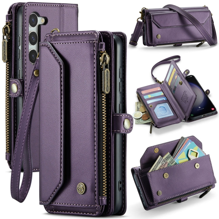 For Samsung Galaxy S23+ 5G CaseMe C36 Card Slots Zipper Wallet RFID Anti-theft Leather Phone Case(Purple) - HoMEdemic™ 