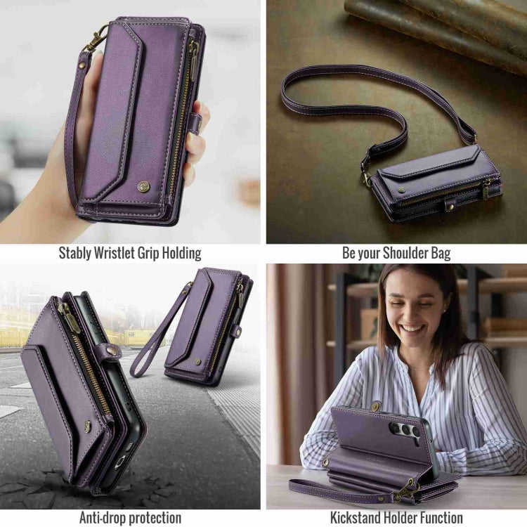 For Samsung Galaxy S23+ 5G CaseMe C36 Card Slots Zipper Wallet RFID Anti-theft Leather Phone Case(Purple) - HoMEdemic™ 