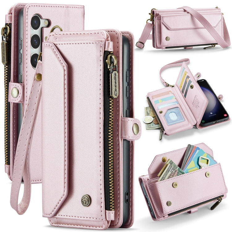 For Samsung Galaxy S23+ 5G CaseMe C36 Card Slots Zipper Wallet RFID Anti-theft Leather Phone Case(Pink) - HoMEdemic™ 