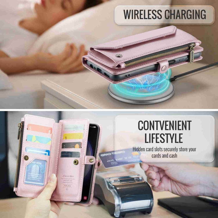 For Samsung Galaxy S23+ 5G CaseMe C36 Card Slots Zipper Wallet RFID Anti-theft Leather Phone Case(Pink) - HoMEdemic™ 