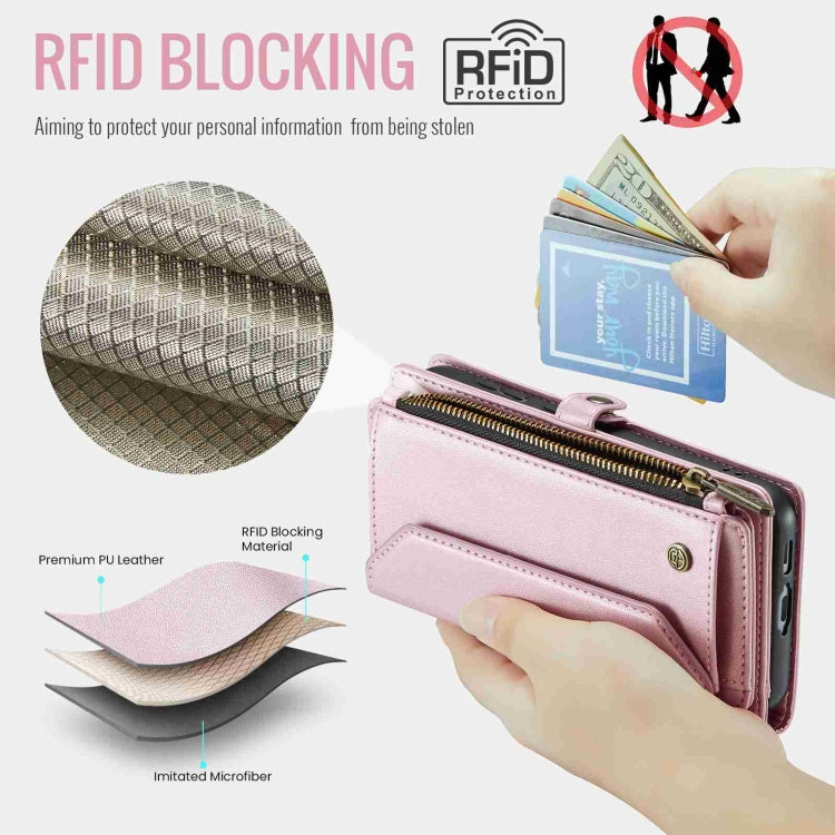 For Samsung Galaxy S23+ 5G CaseMe C36 Card Slots Zipper Wallet RFID Anti-theft Leather Phone Case(Pink) - HoMEdemic™ 