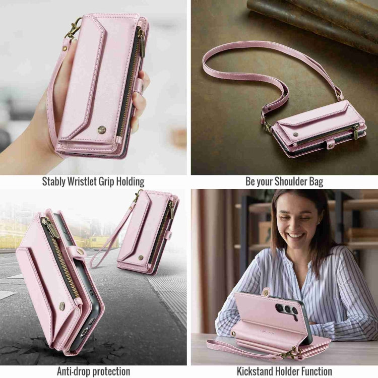 For Samsung Galaxy S23+ 5G CaseMe C36 Card Slots Zipper Wallet RFID Anti-theft Leather Phone Case(Pink) - HoMEdemic™ 