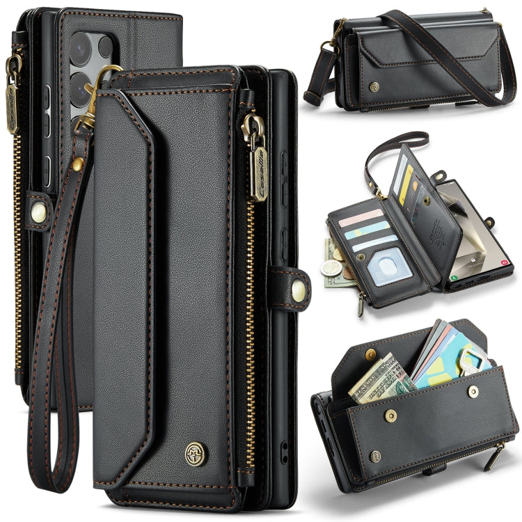 For Samsung Galaxy S24 Ultra 5G CaseMe C36 Card Slots Zipper Wallet RFID Anti-theft Leather Phone Case(Black) - HoMEdemic™ 
